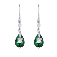 Kriaa Green Austrian Stone Silver Plated Dangler Earrings - 1309101D