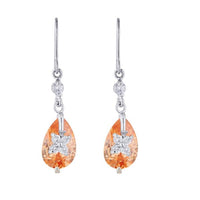 Kriaa Orange Austrian Stone Silver Plated Dangler Earrings - 1309101E