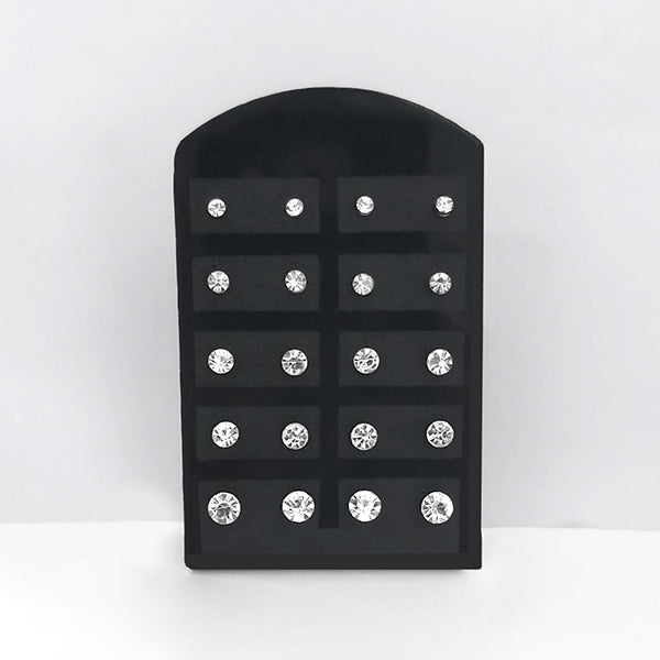 14Fashions Set of 12 Rhinestone Stud Earrings Combo - 1309209