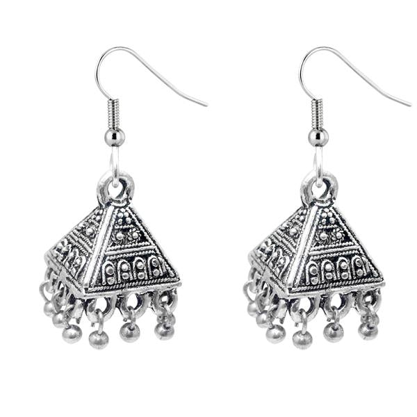 Jeweljunk Triangle Beads Drop Oxidised Jhumki Earrings - 1309310