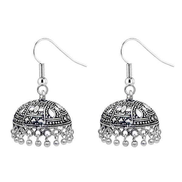 Jeweljunk Black Oxidised Designer Jhumki Earrings - 1309315