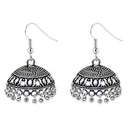 Jeweljunk Black Silver Beads Oxidised Jhumki Earrings - 1309317