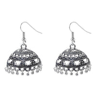 Jeweljunk Black Oxidised Designer Jhumki Earrings - 1309319
