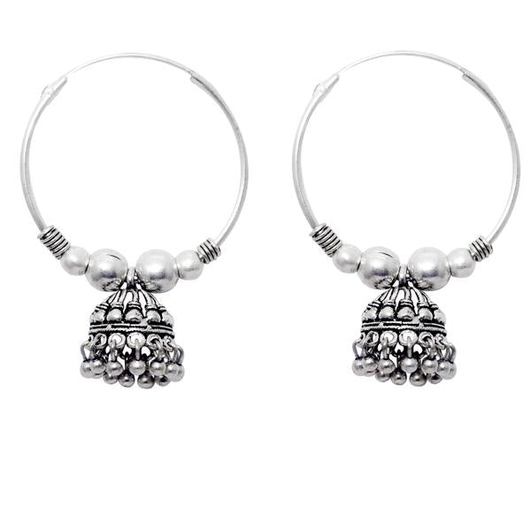 Jeweljunk Oxidised Round Shaped Drop Jhumki Earrings - 1309322