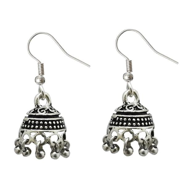 Jeweljunk Rhodium Plated Jhumki Earrings - 1309333