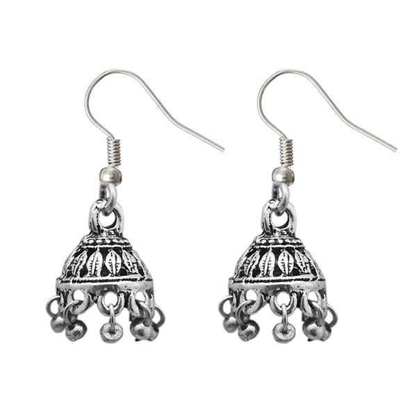 Jeweljunk Rhodium Plated Jhumki Earrings - 1309334