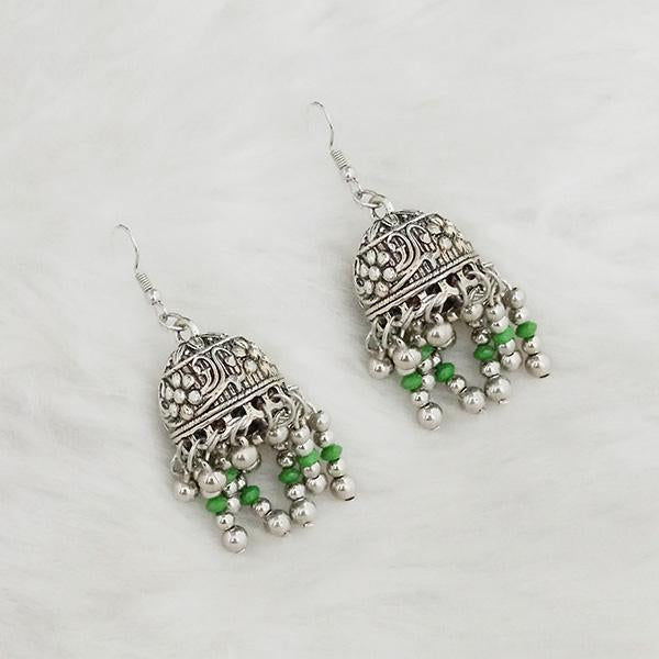 Jeweljunk Silver Beads Oxidised Jhumki Earrings - 1309342A
