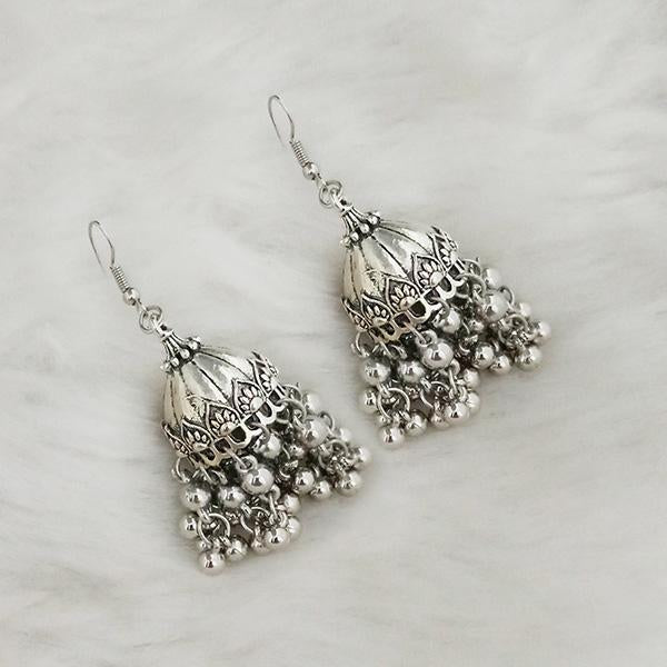 Jeweljunk Silver Beads Oxidised Jhumki Earrings - 1309343