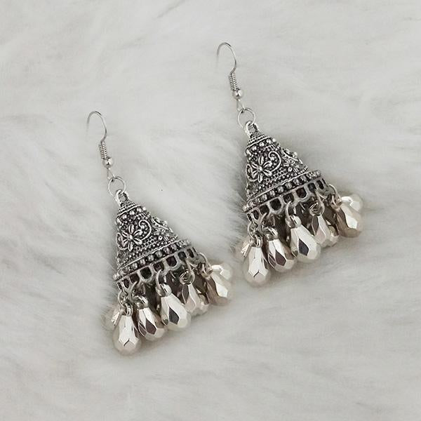 Jeweljunk Silver Beads Oxidised Jhumki Earrings - 1309344