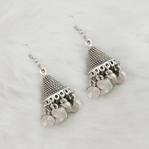 Jeweljunk Silver Beads Oxidised Jhumki Earrings - 1309345