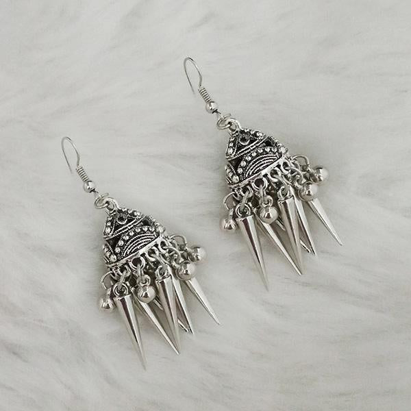 Jeweljunk Silver Beads Oxidised Jhumki Earrings - 1309347