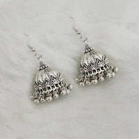 Jeweljunk Silver Beads Oxidised Jhumki Earrings - 1309351