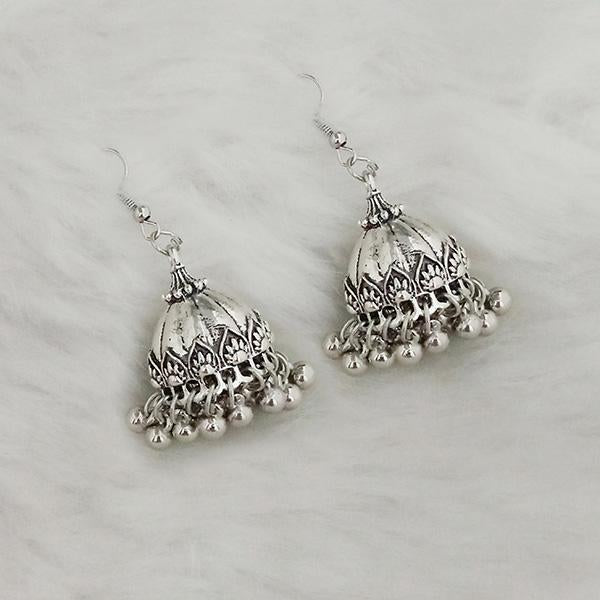 Jeweljunk Silver Beads Oxidised Jhumki Earrings - 1309351