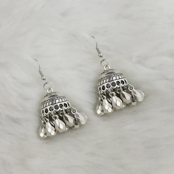 Jeweljunk Silver Beads Oxidised Jhumki Earrings - 1309365