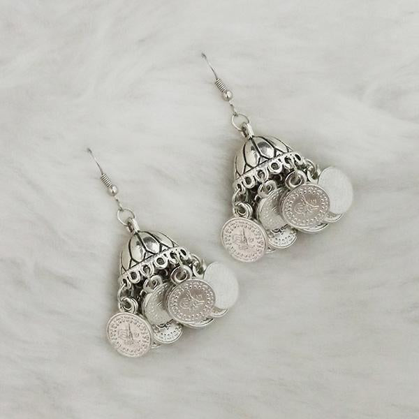 Jeweljunk Silver Beads Oxidised Jhumki Earrings - 1309367