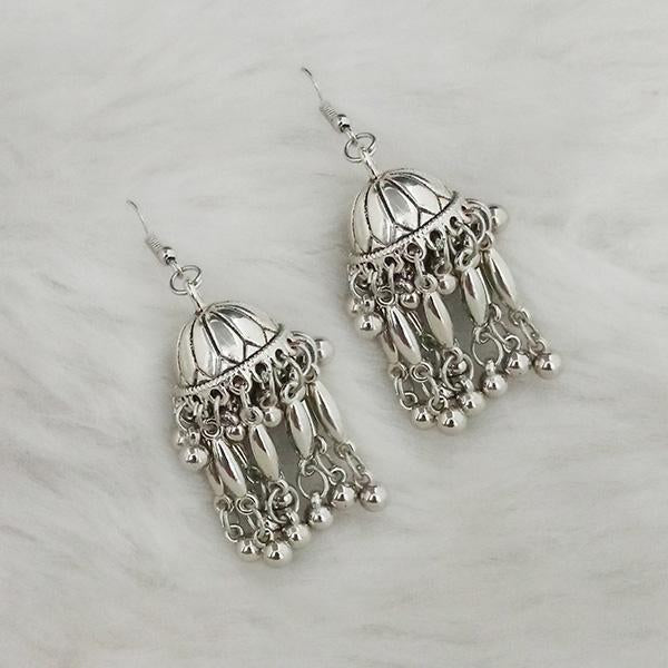 Jeweljunk Silver Beads Oxidised Jhumki Earrings - 1309369