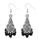 Jeweljunk Silver Plated Black Beads Jhumki Earrings - 1309372E