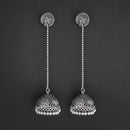 Jeweljunk White Beads Hanging Jhumki Oxidised Earrings - 1309376A