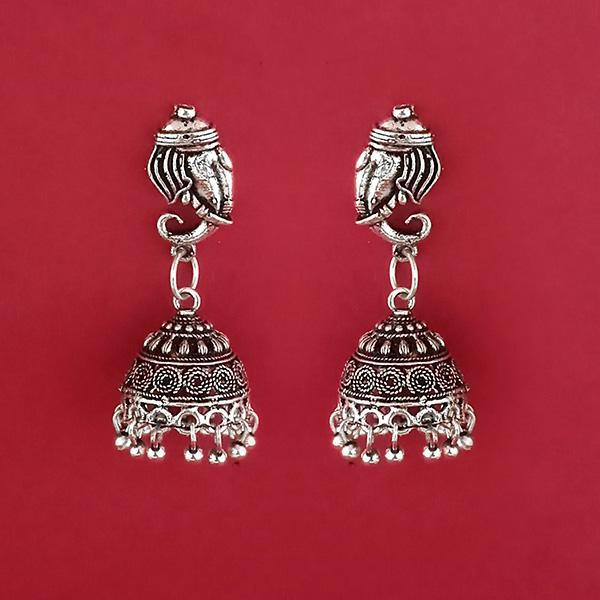 Jeweljunk Oxidised Plated Jhumki Earrings - 1309379