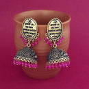 Jeweljunk Pink Beads Gold Plated Jhumki Earrings - 1309383G