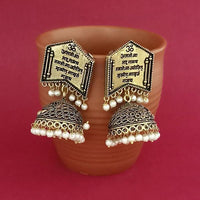 Jeweljunk White Beads Gold Plated Jhumki Earrings - 1309384C