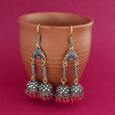 Jeweljunk Red Beads Gold Plated Jhumki Earrings - 1309385D