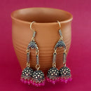 Jeweljunk Pink Beads Gold Plated Jhumki Earrings - 1309385G
