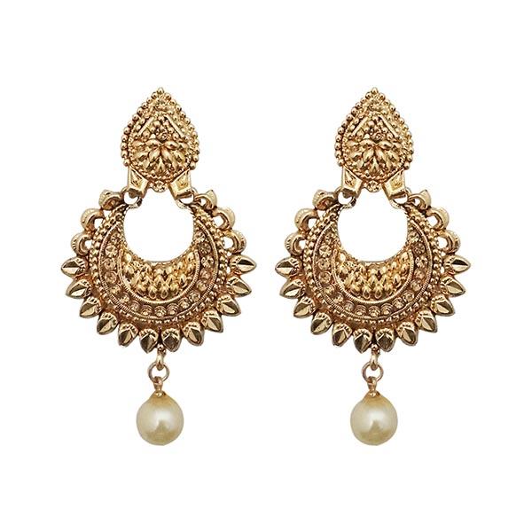 Kriaa Gold Plated Pearl Dangler Earrings - 1309628