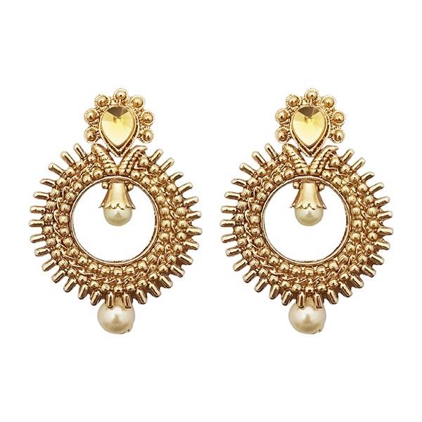 Kriaa Gold Plated Pearl Dangler Earrings - 1309631