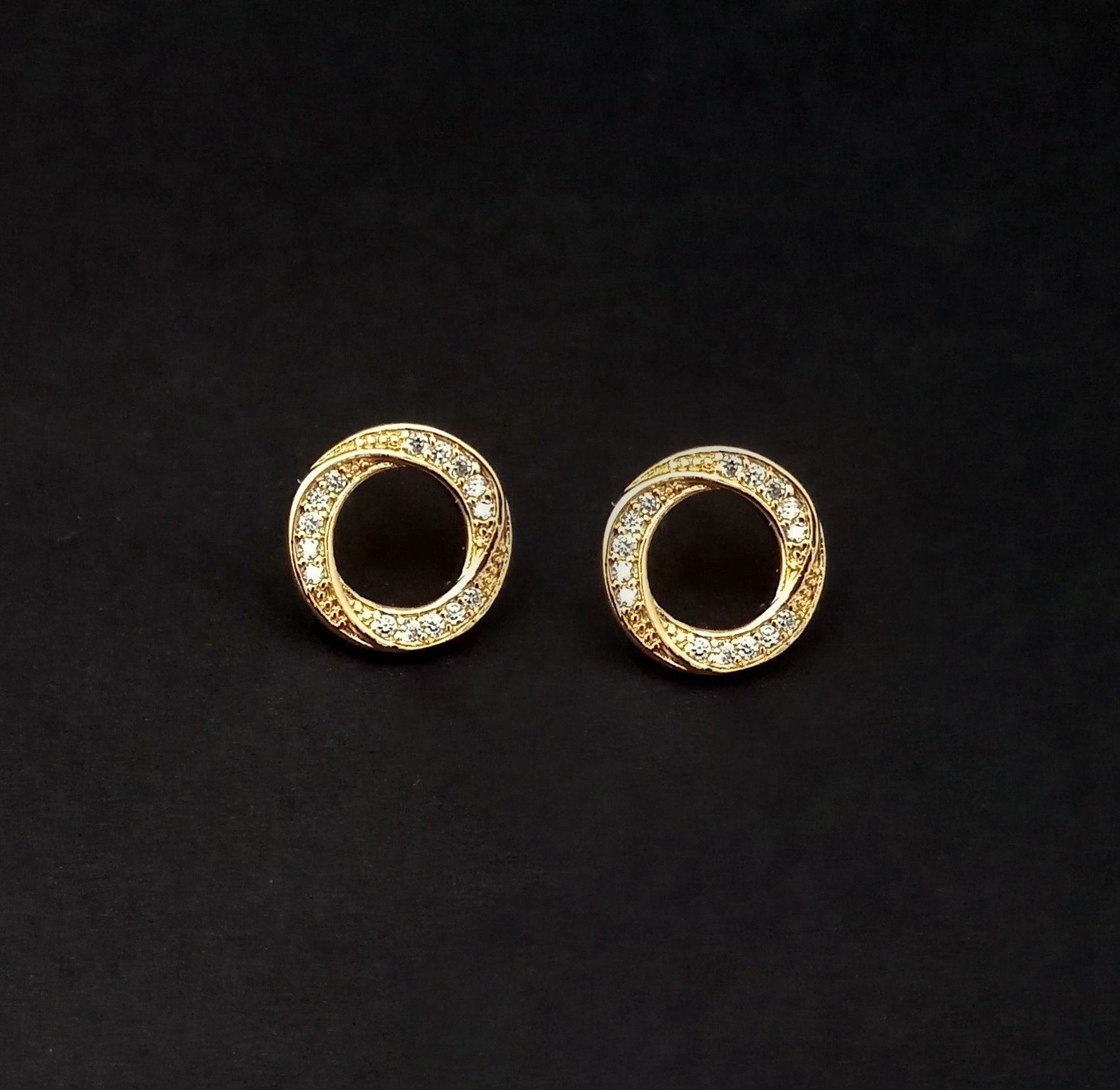 Urthn Gold Plated Austrian Stone Stud Earrings - 1309901A