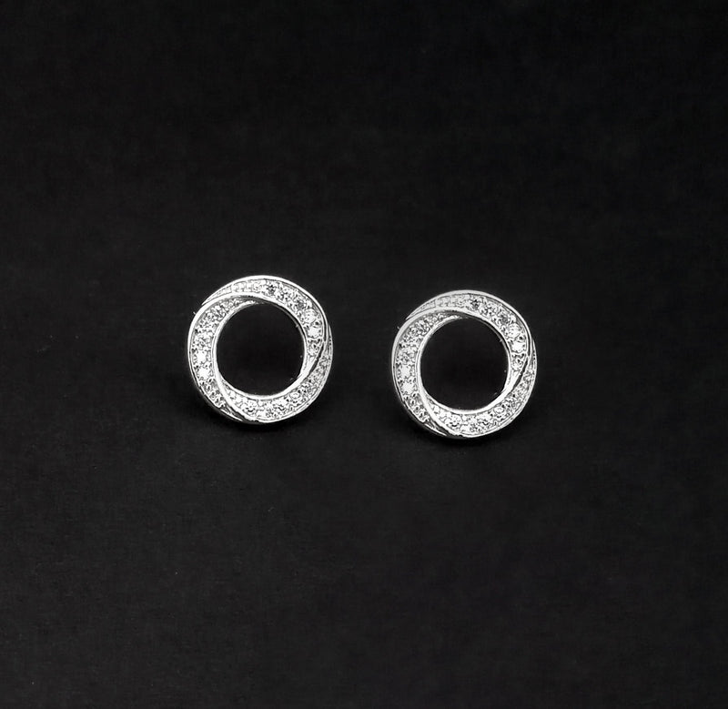 Urthn Austrian Stone Rhodium Plated Stud Earrings - 1309901B