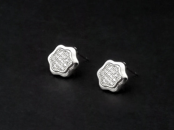 Urthn Austrian Stone Rhodium Plated Stud Earrings - 1309903B