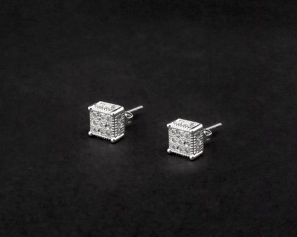 Urthn Austrian Stone Rhodium Plated Stud Earrings - 1309905B