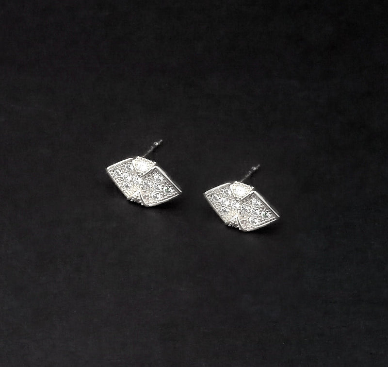 Urthn Austrian Stone Rhodium Plated Stud Earrings - 1309906B
