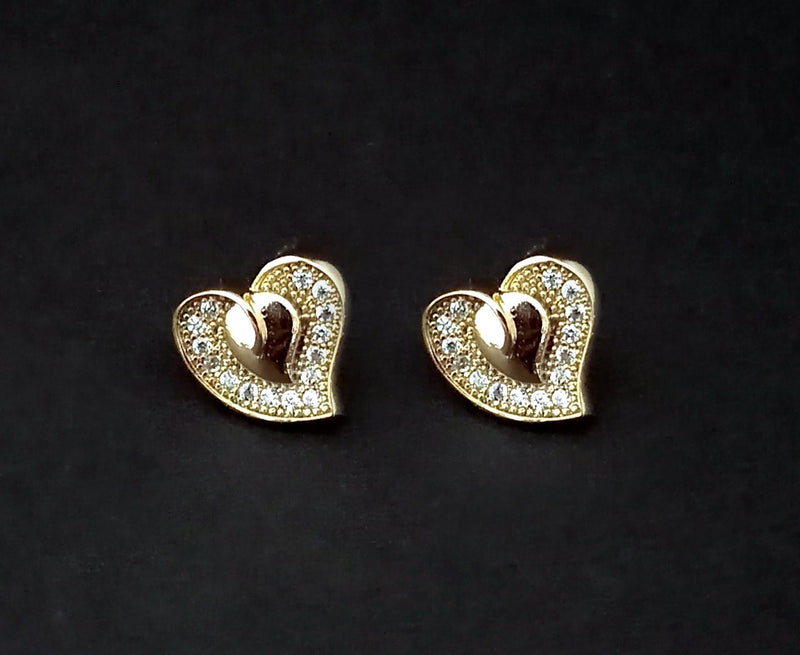 Urthn Gold Plated Heart Shape Stud Earrings - 1309909A