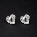Urthn Rhodium Plated Heart Shape Stud Earrings - 1309909B