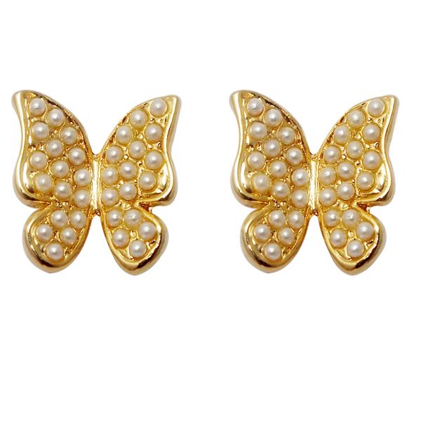Urbana Pearl Gold Plated Butterfly shaped Stud Earrings - 1310024