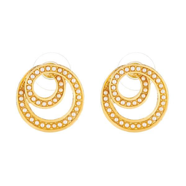 Kriaa Gold Plated Pearl Stud Earrings - 1310036