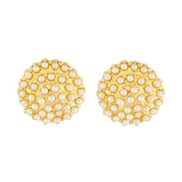 Kriaa Gold Plated Pearl Stud Earrings - 1310047