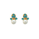 Kriaa Gold Plated Blue Austrian Stone Stud Earrings