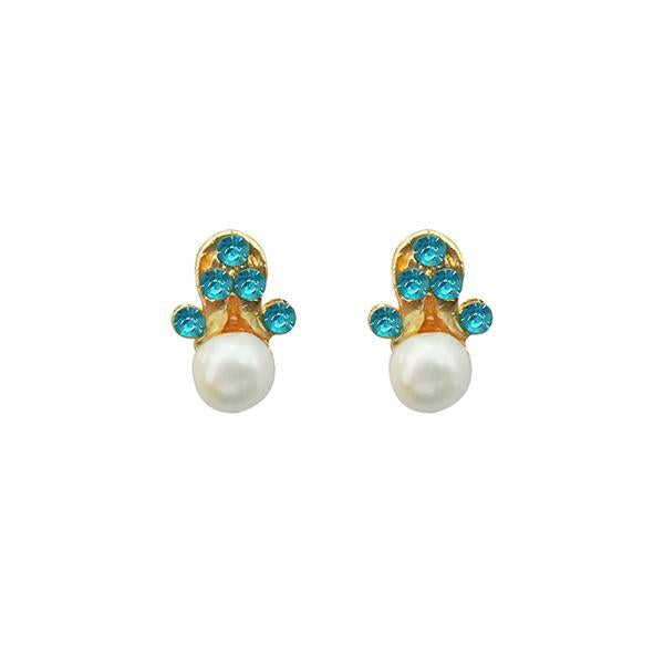 Kriaa Gold Plated Blue Austrian Stone Stud Earrings