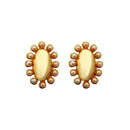 Kriaa Pearl Stud Gold Plated Earrings - 1310062