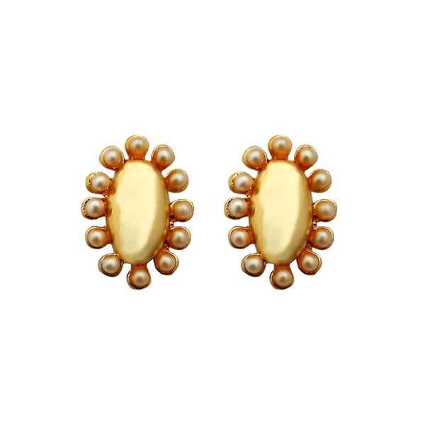 Kriaa Pearl Stud Gold Plated Earrings - 1310062