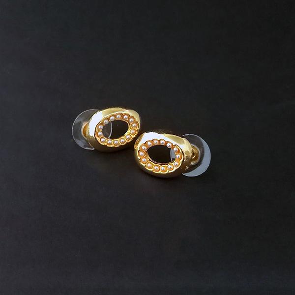 Kriaa Pearl Stud Gold Plated Earrings - 1310063