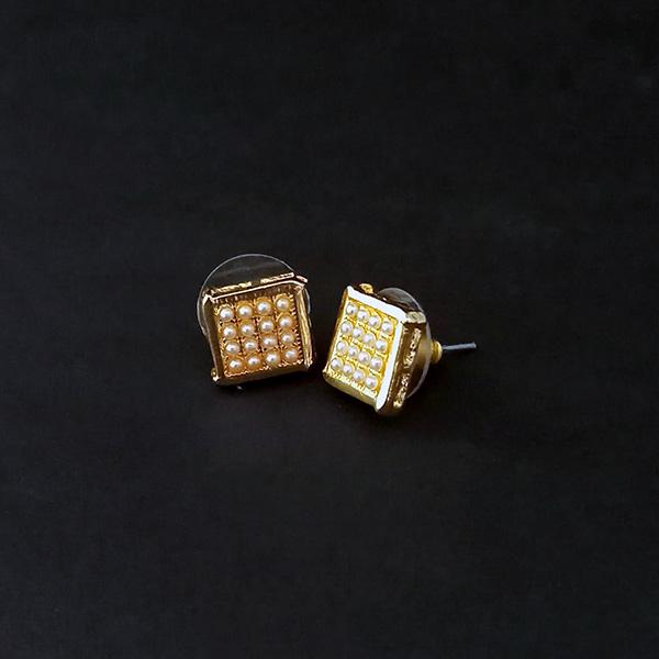 Kriaa Pearl Stud Gold Plated Earrings - 1310064