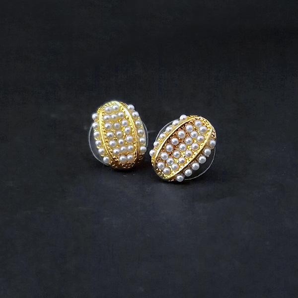 Kriaa Pearl Stud Gold Plated Earrings - 1310066