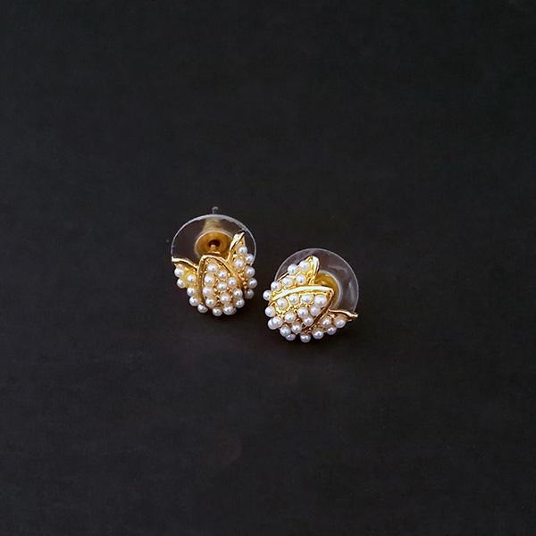 Kriaa Pearl Stud Gold Plated Earrings - 1310067