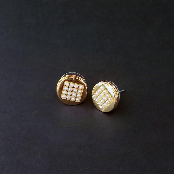 Kriaa Pearl Stud Gold Plated Earrings - 1310068