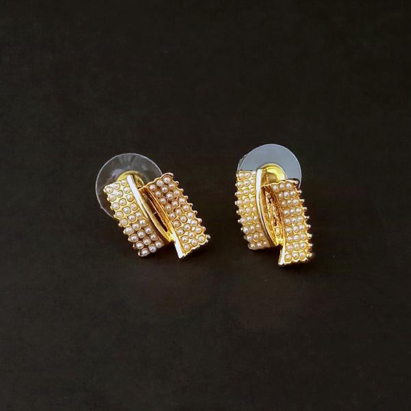 Kriaa Pearl Stud Gold Plated Earrings - 1310074