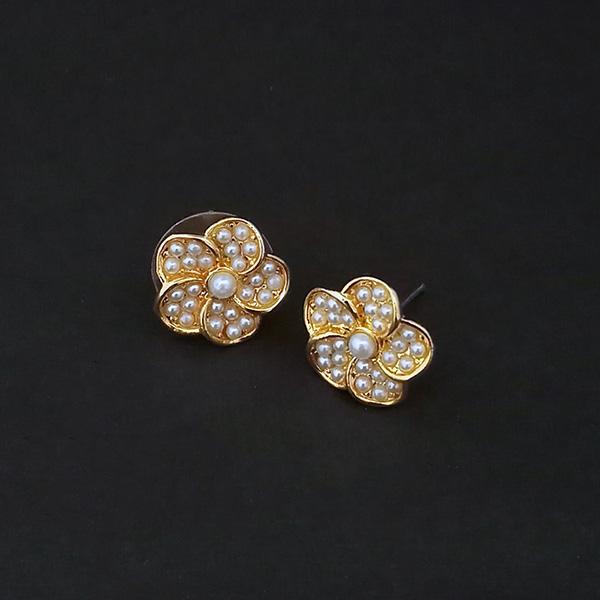 Kriaa Pearl Stud Gold Plated Earrings - 1310075